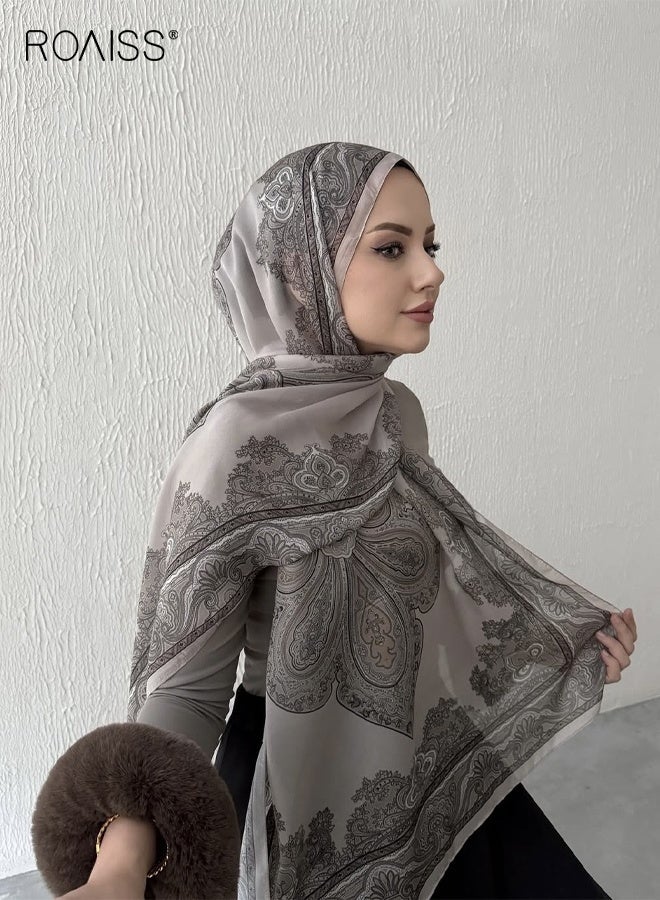 رويس وشاح شيفون نسائي على شكل عمامة، شال خفيف الوزن، شفاف، أنيق، إكسسوار حجاب للصيف والشاطئ - Image 1