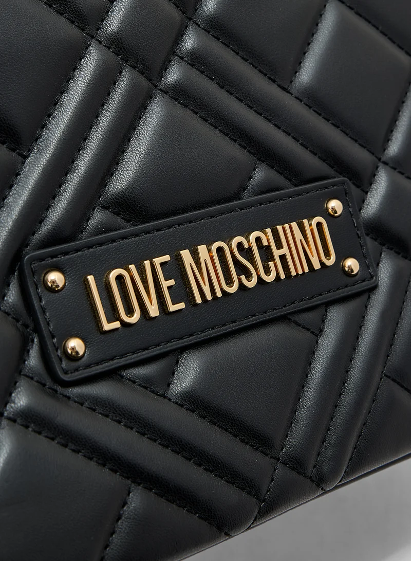 Love Moschino Logo Detailed Top Handle Tote