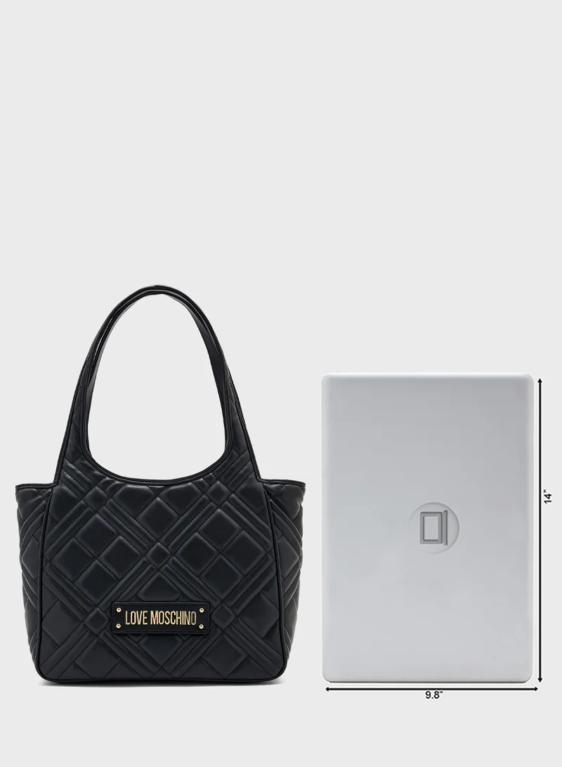Love Moschino Logo Detailed Top Handle Tote
