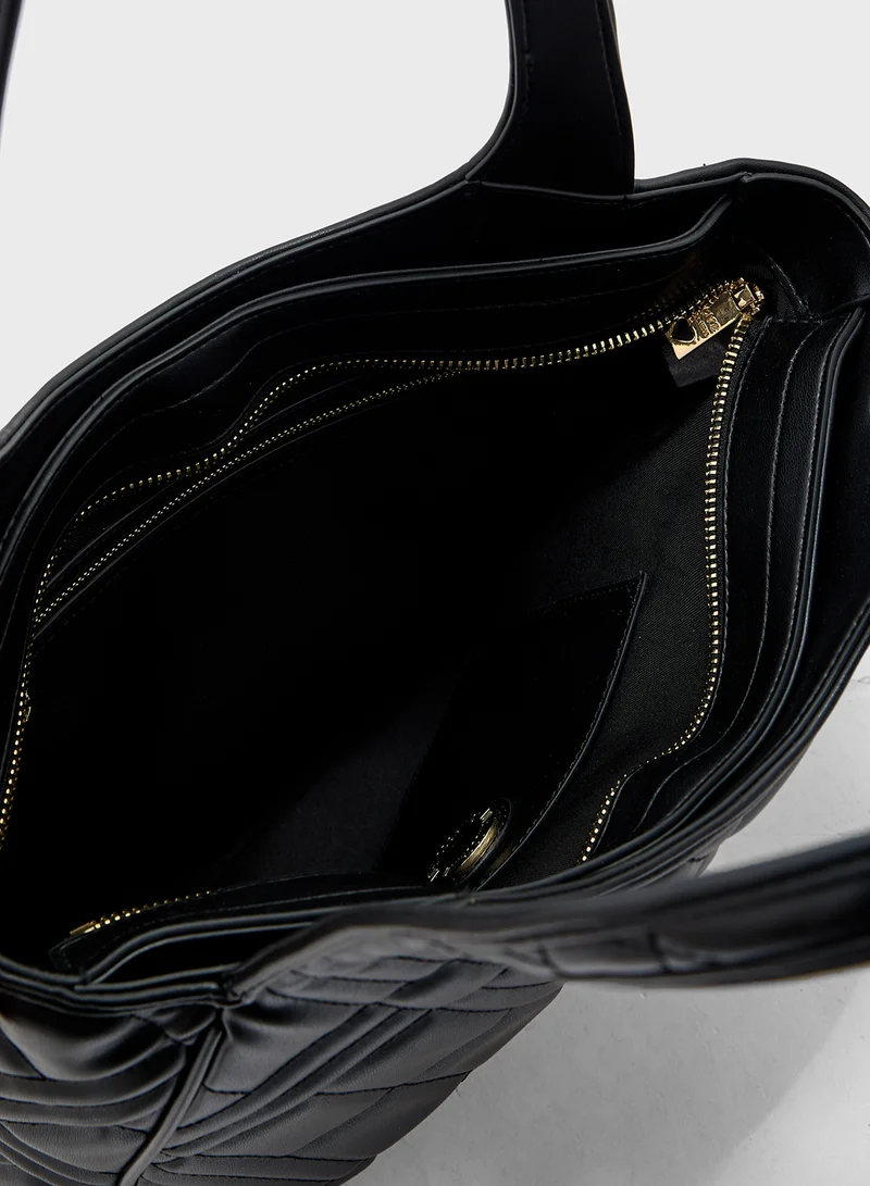 Love Moschino Logo Detailed Top Handle Tote