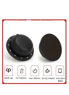 SYOSI Mechanical Kitchen Timer, No Battery Required Magnetic Cooking Timer, Upgraded 60 Minutes Manual Countdown Timer for Cooking and Baking (Black)  - Image 2