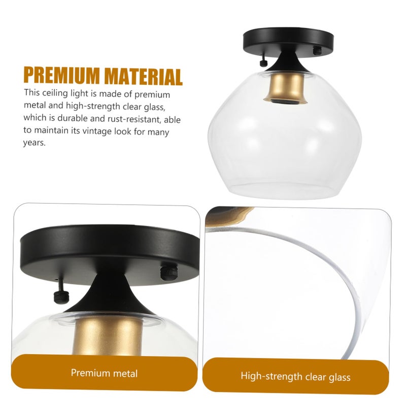 Modern Industrial Black Gold Semi Flush Mount Ceiling Light Fixture for Kitchen Bedroom Bar - Image 4