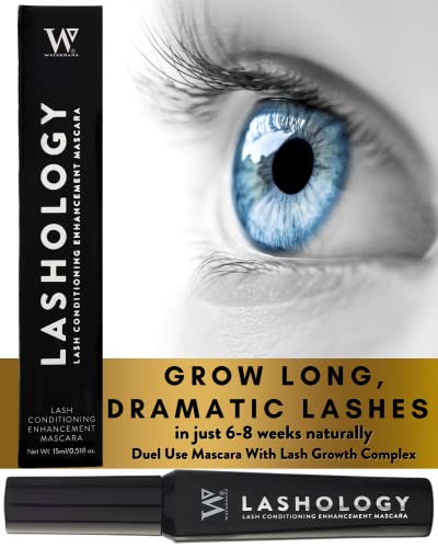 Watermans Lashology 2in1 Black Mascara Eyelash Growth Serum for Fuller Longer StrongerLooking Lashes with Biotin Peptides Black Castor Oil Aloe Vera Hypoallergenic Safe for Sensitive Eyes 15ml - Image 1