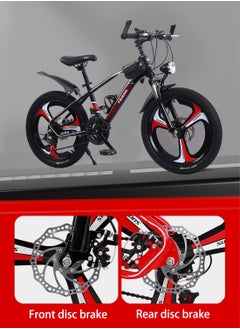 FSHENIX Mountain Bike 18/20/21 Inch 21 Speed Dual Disc Brake Shifter Bicycle with Headlight, for 8-12-15 Years Old Kids Cycle (Red)  - Image 4