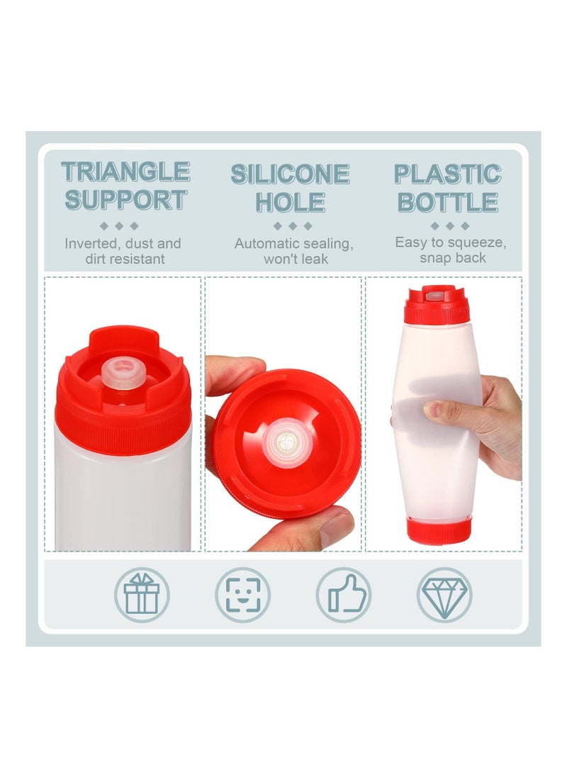 SYOSI - 3Pcs 16oz Plastic Squeeze Bottles at Both Ends Refillable Tip Large Valve Condiment for Ketchup Sour Cream Self Sealing Syrup Dispenser for Restaurants Kitchen - Image 1