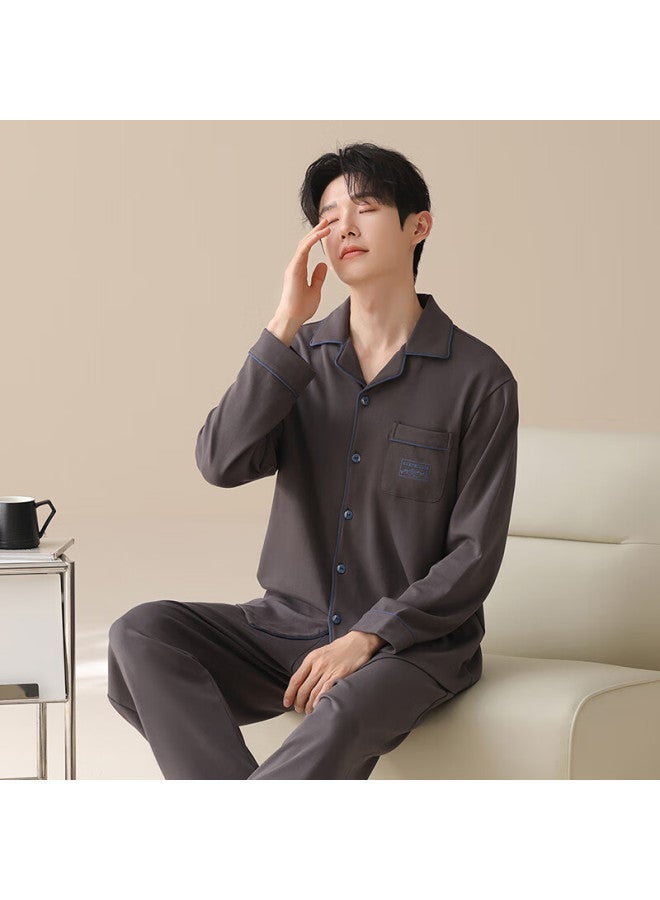 Fentengcare Men's 100% Cotton Pajamas 2025 Autumn New Long Sleeve Long Pants Sleepwear Homewear - Image 3