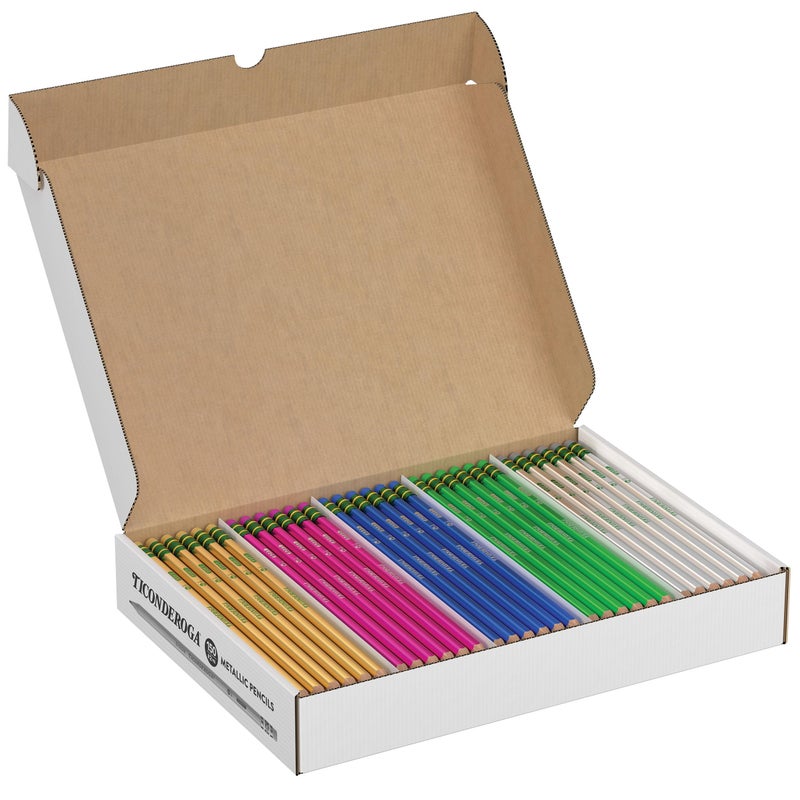 Ticonderoga Wooden Pencils PreSharpened 2 HB Soft Metallic Colors 150 Count - Image 2