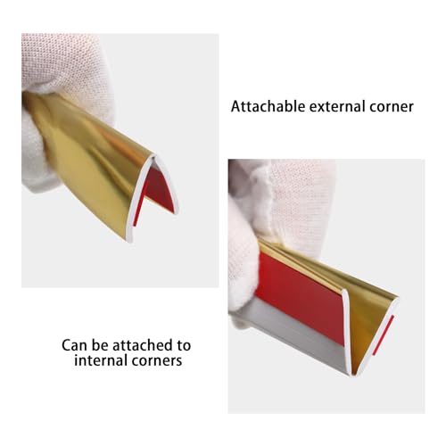 Hungbak Peel and Stick Multifunctional Molding, 3-in-1 Design - Wall Trim & Corner Guards & Caulk Strip Baseboard for Floor, Table and Door Frame (Shiny Gold, 5m x 2cm) - Image 4