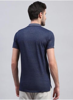 Monte Carlo Men Blue Solid Polo Neck Half Sleeve T-Shirt by Styli  - Image 4