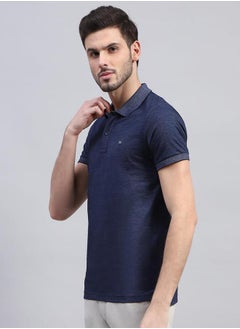 Monte Carlo Men Blue Solid Polo Neck Half Sleeve T-Shirt by Styli  - Image 2