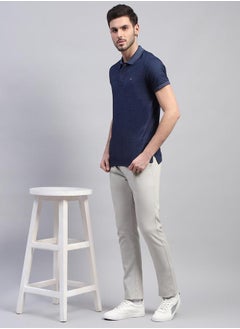 Monte Carlo Men Blue Solid Polo Neck Half Sleeve T-Shirt by Styli  - Image 5