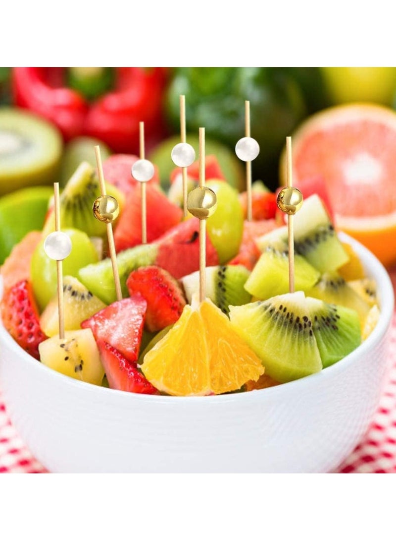 بلومنغ تايم 100 قطعة من أعواد كوكتيل الخيزران للمقبلات - أعواد أسنان مزخرفة لحفلات الزفاف والحفلات والمناسبات - Image 4