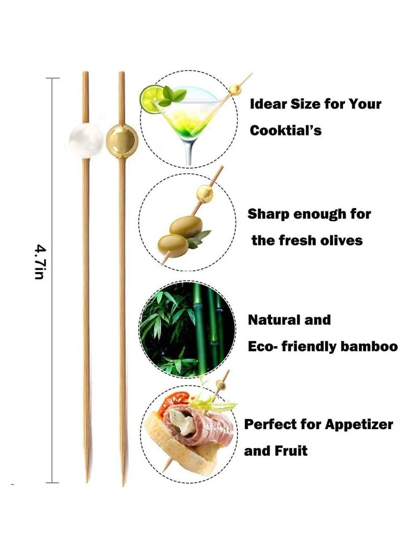 بلومنغ تايم 100 قطعة من أعواد كوكتيل الخيزران للمقبلات - أعواد أسنان مزخرفة لحفلات الزفاف والحفلات والمناسبات - Image 3