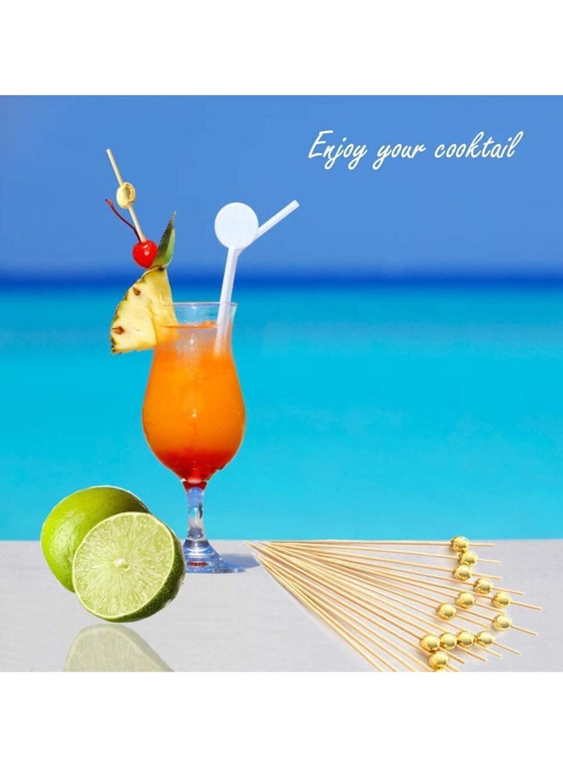 بلومنغ تايم 100 قطعة من أعواد كوكتيل الخيزران للمقبلات - أعواد أسنان مزخرفة لحفلات الزفاف والحفلات والمناسبات - Image 5