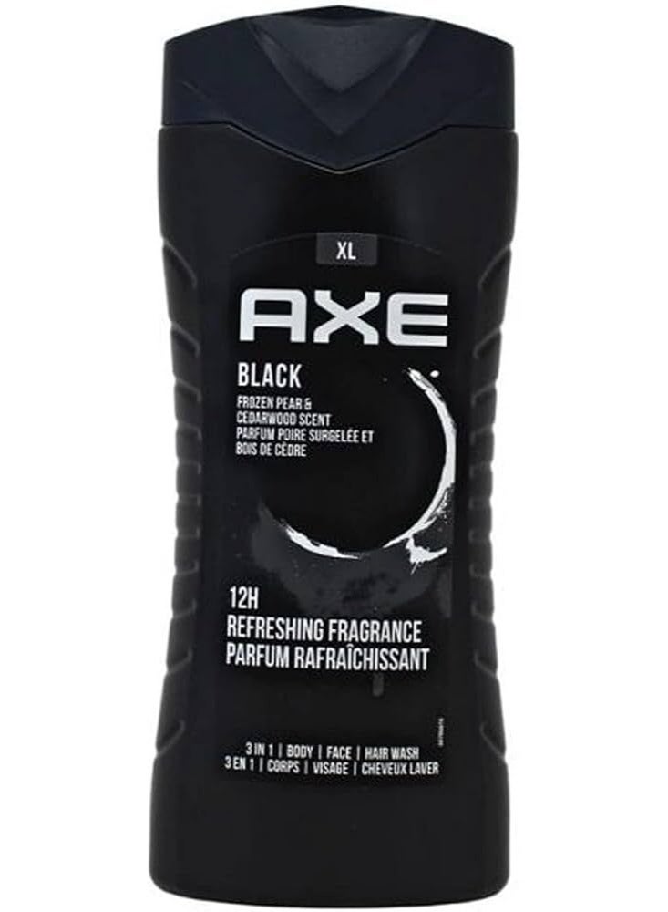 Axe Black 3 In 1 Body, Face & Hair Wash for Men, Long-Lasting Refreshing Frozen Pear Dermatologically Tested, 400ml