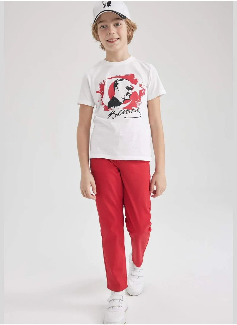 DeFacto Boy Crew Neck Atatürk Printed Short Sleeved T-Shirt