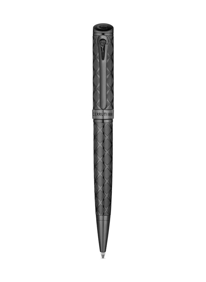 CERRUTI 1881 Mario Pen Ion Plated Black Diamond Pattern Signature Logo Sophisticated Writing
