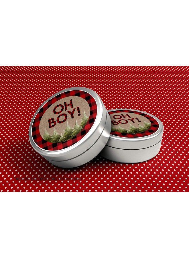 Amanda Creation Oh Boy! Outdoorsy Red And Black Plaid Lumberjack Baby Sprinkle Baby Shower For Boys Thank You Sticker Labels 40 2" Party Circle Stickers By Amandacreation Great For Party Favors Envelope Seals & Go - Image 4