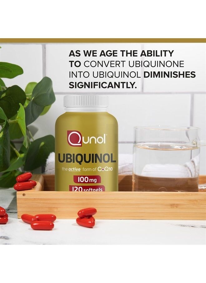 Qunol - Ubiquinol CoQ10 100mg Softgels, Qunol Ubiquinol - Active form Of Coenzyme Q10, Antioxidant For Heart Health, Healthy Blood Pressure Levels, Beneficial To Statin Users, 4 Month Supply - 120 Count - Image 1