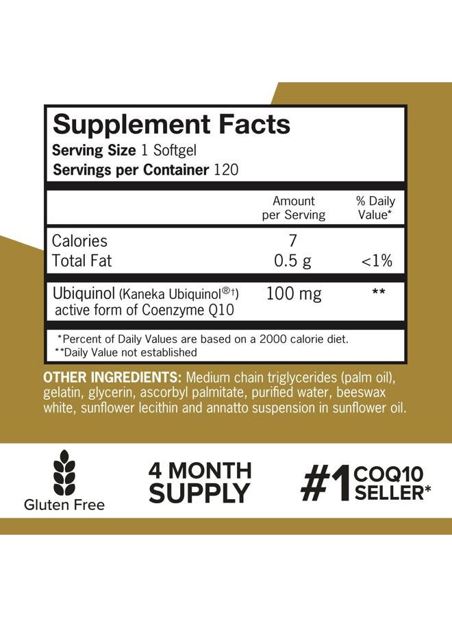Qunol 100mg Ubiquinol, Powerful Antioxidant for Heart & Vascular Health, Essential for Energy Production, Natural Supplement Active Form of Coq10, 120 Count - Image 5
