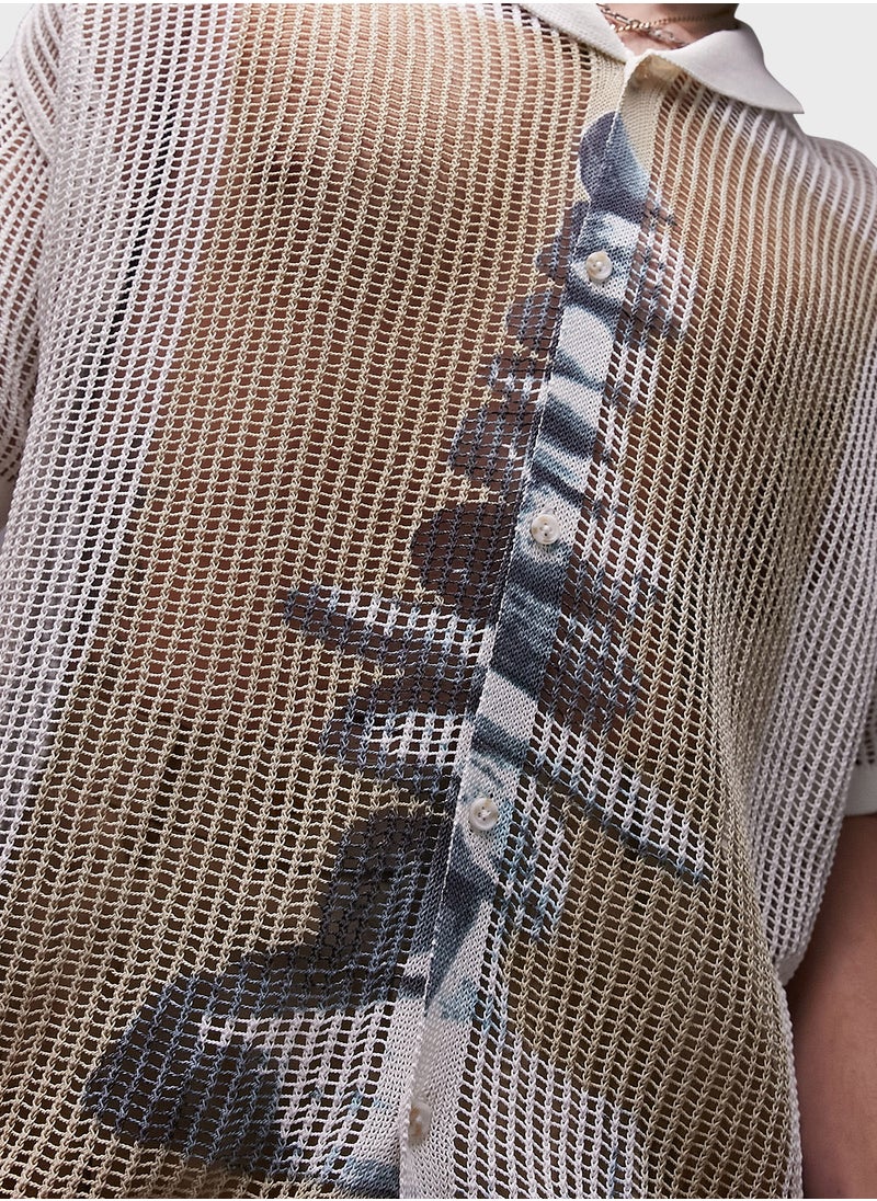 TOPMAN - Knitted Button Down Shirt - Image 1