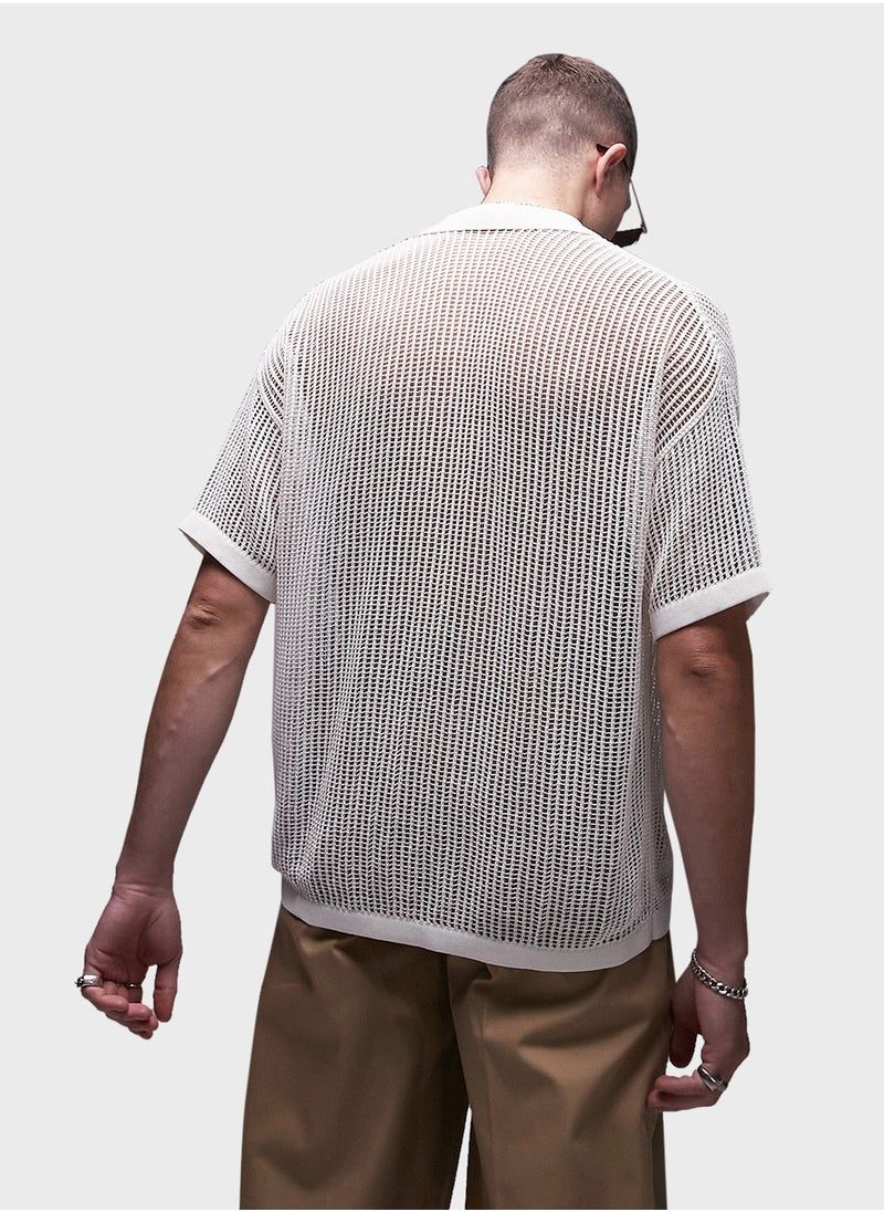 TOPMAN - Knitted Button Down Shirt - Image 1