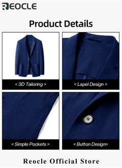 REOCLE Men's Casual Knit Blazer Business Suit Jacket Slim Fit 2 Button Lightweight Unlined Sport Coat Long-Sleeve Classic-fit Blazer  - Image 5