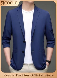 REOCLE Men's Casual Knit Blazer Business Suit Jacket Slim Fit 2 Button Lightweight Unlined Sport Coat Long-Sleeve Classic-fit Blazer  - Image 1