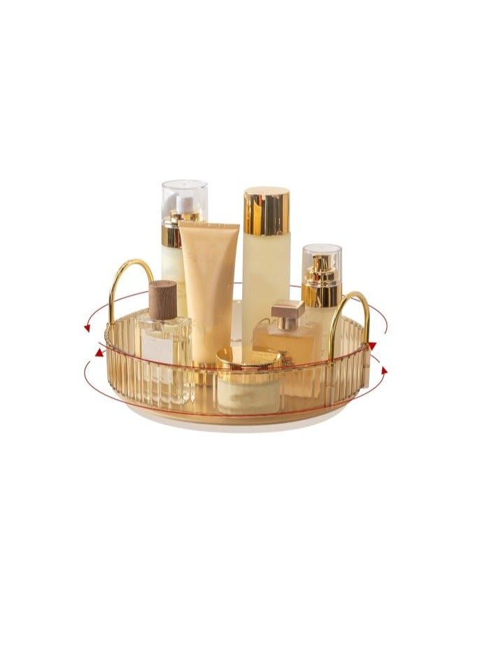 Beauenty Rotating Makeup Organiser, Acrylic Clear Vanity Countertop Organizer Cosmetics Organizer, Fits Cosmetics, Perfume, Skincare, Lipsticks (Amber, 1 Tier) - Image 1
