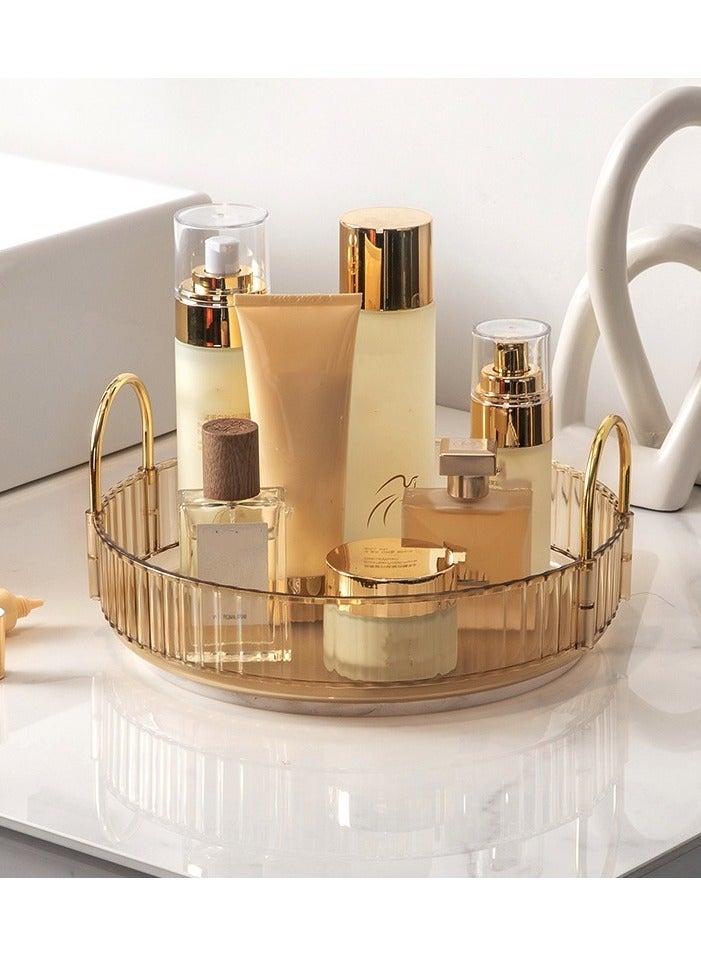 Beauenty Rotating Makeup Organiser, Acrylic Clear Vanity Countertop Organizer Cosmetics Organizer, Fits Cosmetics, Perfume, Skincare, Lipsticks (Amber, 1 Tier) - Image 2