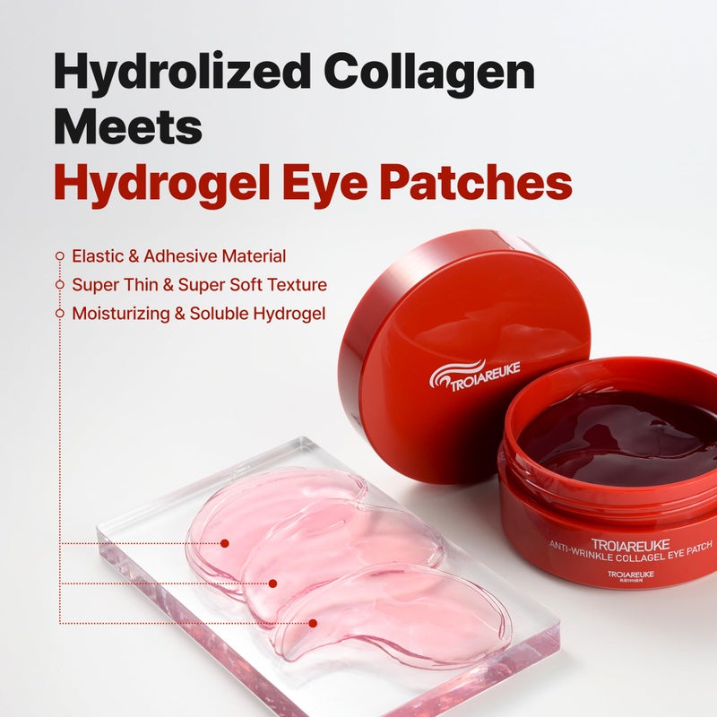 TROIAREUKE Anti-Wrinkle Collagel Eye Patch,Smooths eye,forehead,facial wrinkles,Reduces puffiness & Dark circles,Hydrogel Wrinkle patches,Elastic,adhesive formulation (60Count) - Image 2