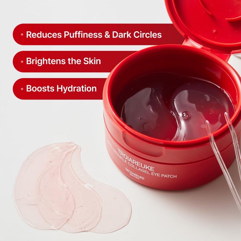 TROIAREUKE Anti-Wrinkle Collagel Eye Patch,Smooths eye,forehead,facial wrinkles,Reduces puffiness & Dark circles,Hydrogel Wrinkle patches,Elastic,adhesive formulation (60Count) - Image 3