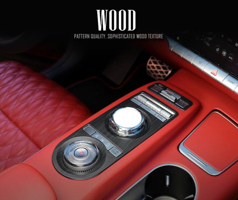 JUIVEEL ABS Central Gear Shift Panel Cover Center Control Cover Trim Car Interior Parts Compatible with Genesis GV70 2022-2024 Accessories (Matte Wood Grain Style) - Image 3