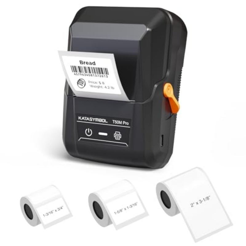 T50M Pro Bluetooth Label Printer with 3 Rolls of White Labels Wireless Thermal Printing Home Office Use 12.7 mm Width Labels Fast Pairing Mobile App Compatible - Image 1
