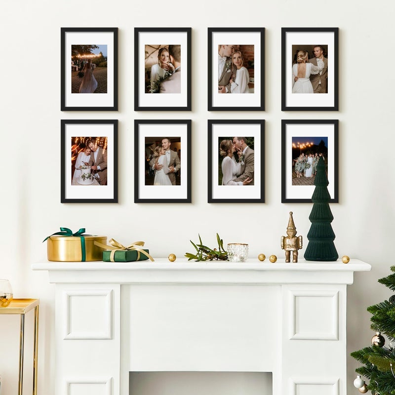 أبس سيمبلز upsimples 8x12 صورة إطار صورة من 10 صور عرض 6x8 مع حصيرة أو 8x12 بدون إطارات الصور المتعددة لجدار أو طاولة عرض أسود - Image 1