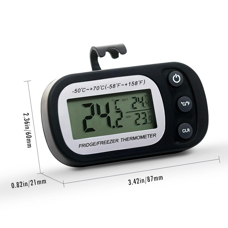 OneNine Refrigerator Thermometer, 2pcs Waterproof Digital Freezer Room Thermometer With Max/Min Record Function, Large LCD Display and Magnetic Back for Kitchen, Home, Restaurants - Image 2