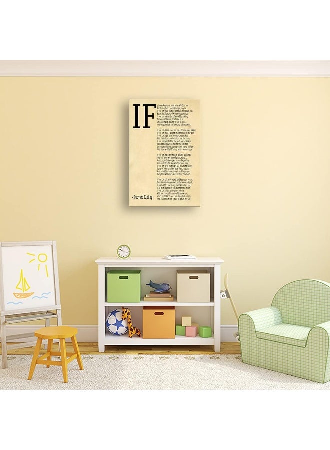 Busmko If Poem Framed Quotes Wall Art Picture Modern Canvas Motivational Posters Vintage Artwork For Bedroom Decor Poetry Gifts Framed (16x24 inch) - Image 4