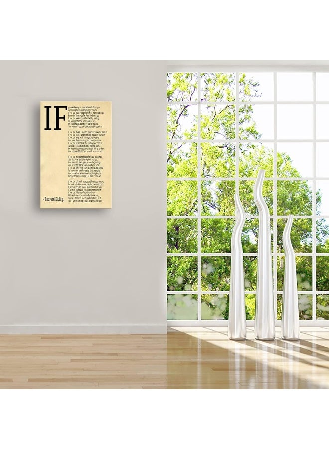 Busmko If Poem Framed Quotes Wall Art Picture Modern Canvas Motivational Posters Vintage Artwork For Bedroom Decor Poetry Gifts Framed (16x24 inch) - Image 3
