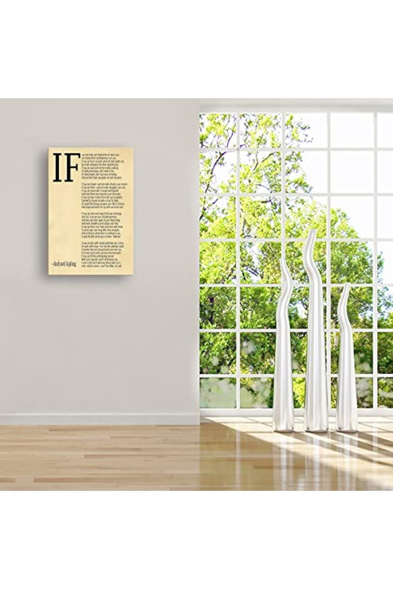 Busmko If Poem Framed Quotes Wall Art Picture Modern Canvas Motivational Posters Vintage Artwork For Bedroom Decor Poetry Gifts Framed (16x24 inch) - Image 4