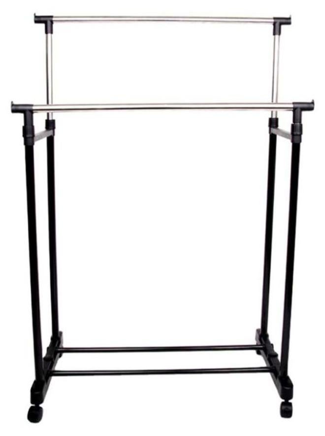 Double Pole Clothes Hanger Black/Silver 92x43x77cm - Image 1