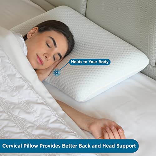 Sleepsia Memory Foam Cervical Orthopedic Ultimate Comfort Bed Pillow for Sleeping Suitable for Back, Side & Stomach Sleeper with Cover (Standard, Pack of 1) 23"X14.5"X4" - Image 5