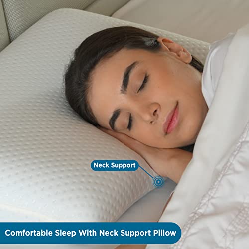 Sleepsia Memory Foam Cervical Orthopedic Ultimate Comfort Bed Pillow for Sleeping Suitable for Back, Side & Stomach Sleeper with Cover (Standard, Pack of 1) 23"X14.5"X4" - Image 4