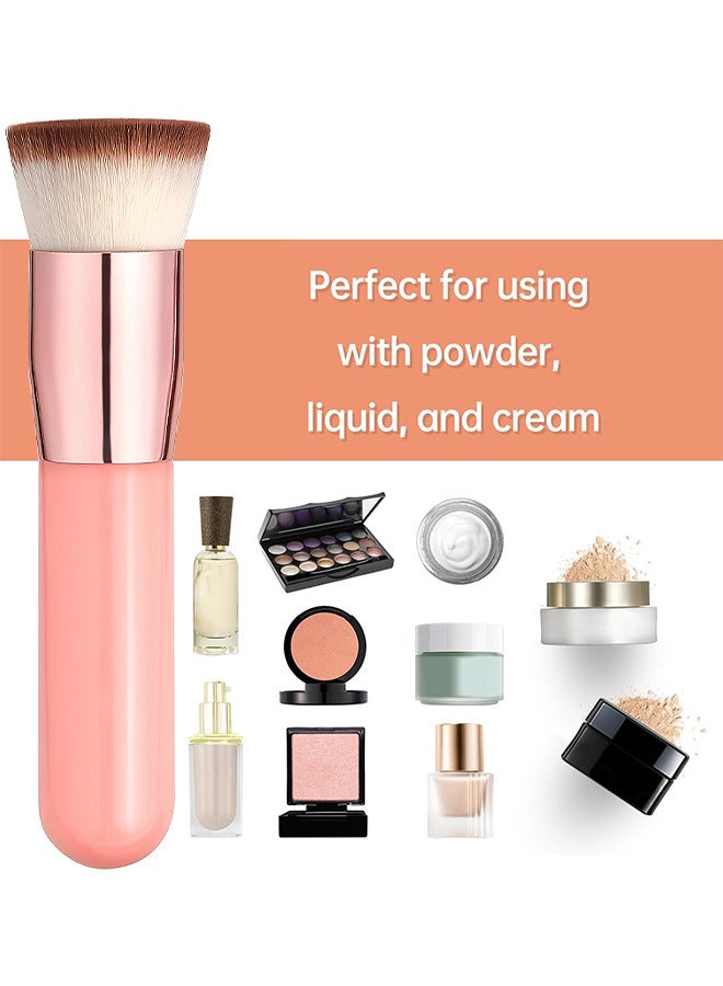 Depend Foundation Brush For Liquid Makeup Flat Top Kabuki Synthetic Professional Makeup Brushes Liquid Blending Mineral Powder Buffing Stippling Makeup Tools, Pink - Image 5