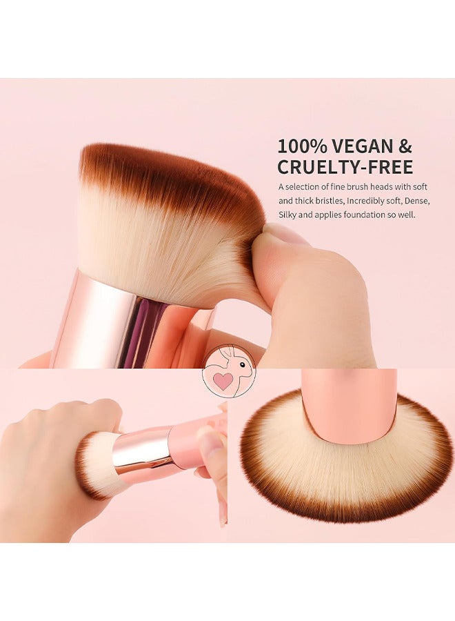 Depend Foundation Brush For Liquid Makeup Flat Top Kabuki Synthetic Professional Makeup Brushes Liquid Blending Mineral Powder Buffing Stippling Makeup Tools, Pink - Image 3