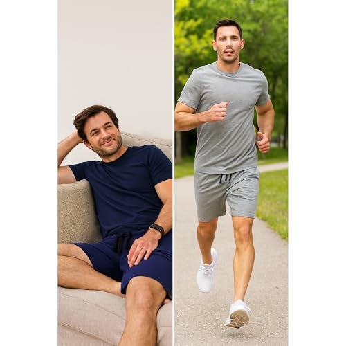 Hanes Men's 2-Pack Knit Short,Blue Depth/Active Grey Heather,Small - Image 4
