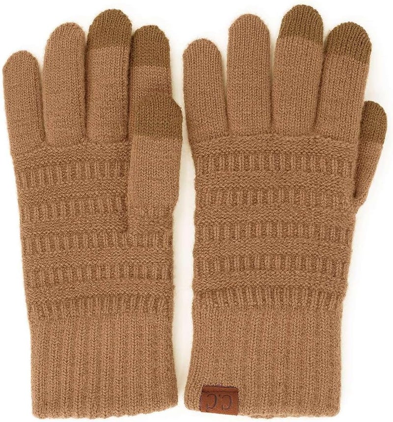 Cc Unisex Cable Knit Winter Warm Anti-Slip Touchscreen Texting Gloves - Image 1