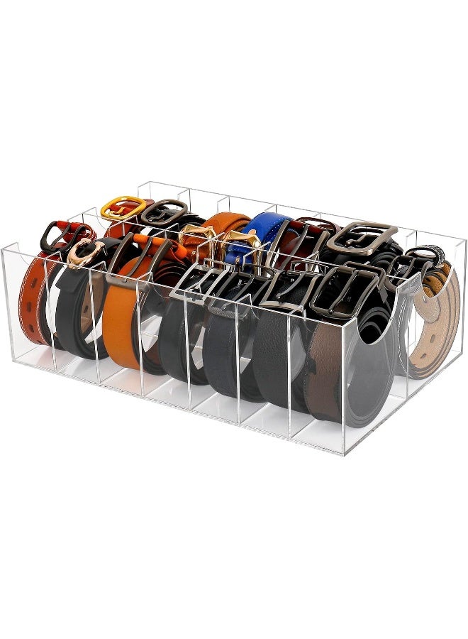 TPGP Acrylic Belt Organizer - 14 Compartment Clear Display Case for Closet and Drawer  - Image 1