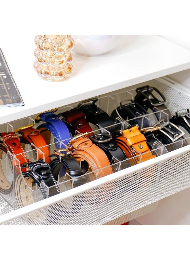 TPGP Acrylic Belt Organizer - 14 Compartment Clear Display Case for Closet and Drawer  - Image 2