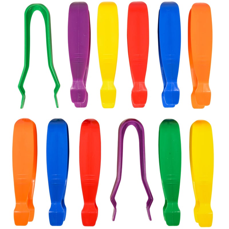 edxeducation edxeducation Jumbo Tweezers Set of 12 For Ages 18m 6 Colors Plastic Toddler and PreSchool Tweezers Develop Strength and Coordination for Children with Special Needs 
