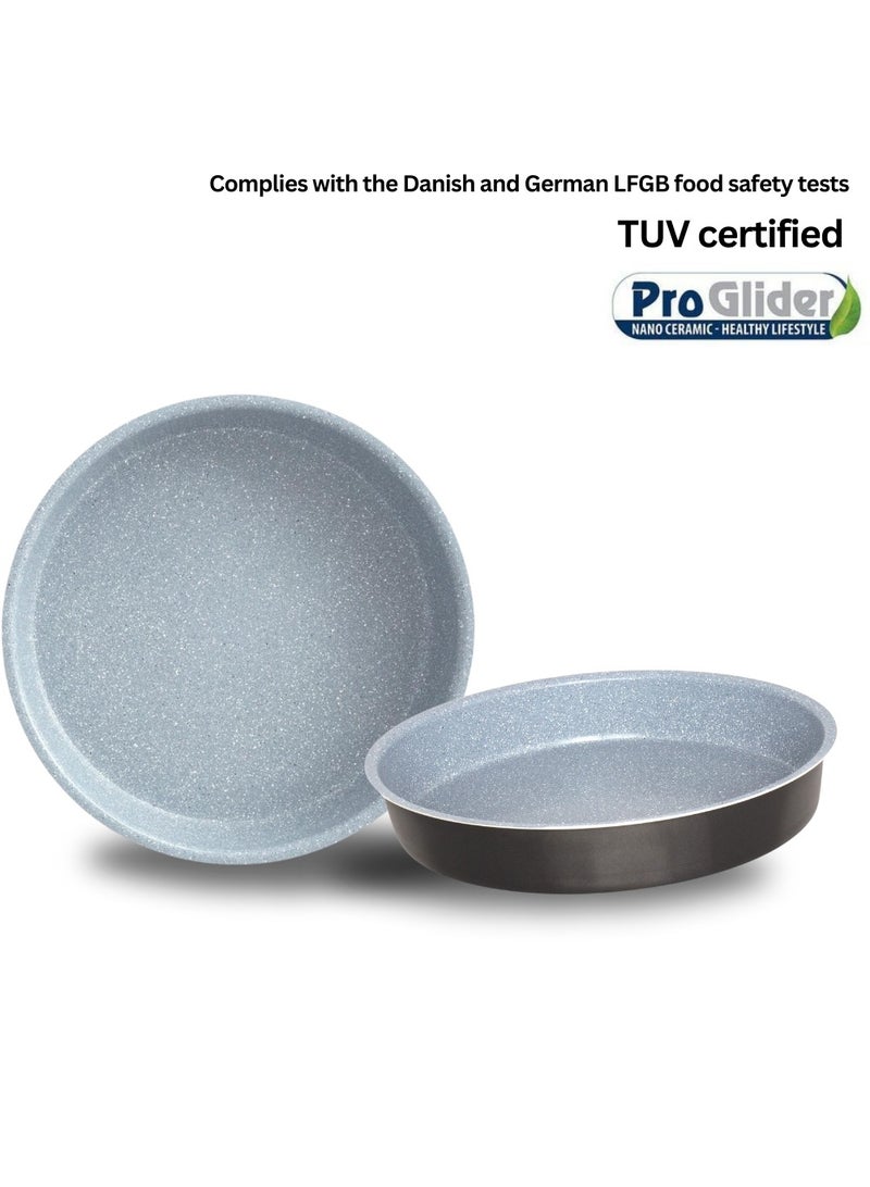 دورش مقلاة دائرية غير لاصقة بتصميم دنماركي - طلاء سيراميك، خالية من مادة PTFE، تم اختبارها من قبل TUV، آمنة للاستخدام في الفرن، مصنوعة من الألومنيوم عالي الجودة، مقاومة للخدش، سهلة التنظيف، متينة، صديقة للبيئة، خالية من PFOA، مقاومة للحرارة (40 سم) - Image 5